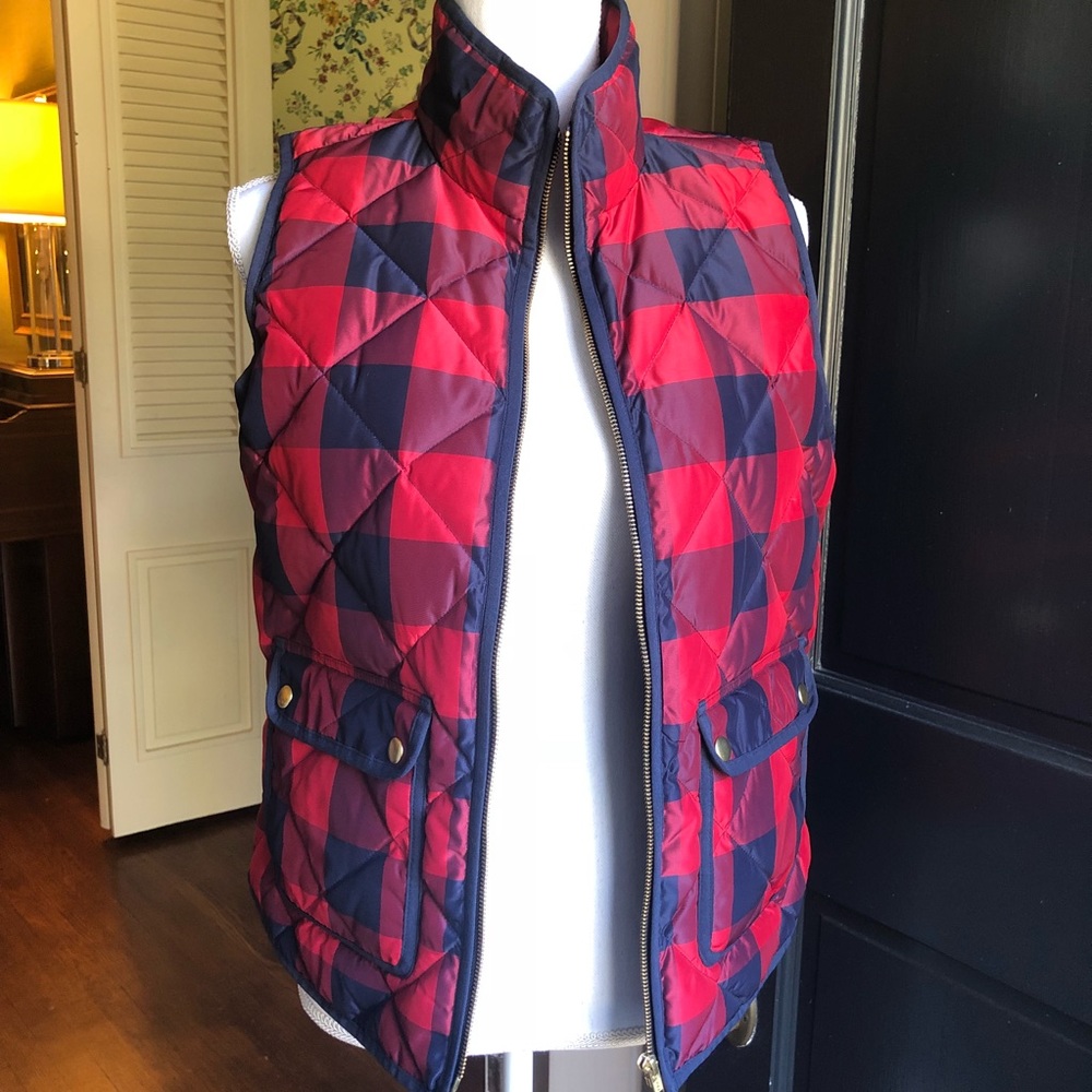J.Crew Excursion Puffer Down Vest Buffalo Check